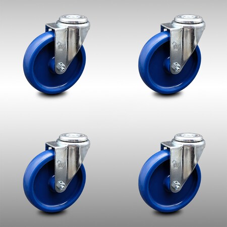 Service Caster 5 Inch SS Solid Polyurethane Wheel Swivel Bolt Hole Caster Set SCC-SSBH20S514-SPUS-4